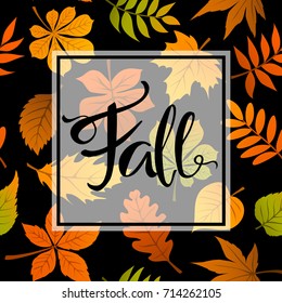 autumn fall leaves foliage background on seamless pattern texture