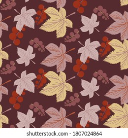 autumn fall leaves seamless vector pattern. multi-color botanical illustration
