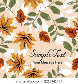 Autumn Fall Leaves Vector Card Background