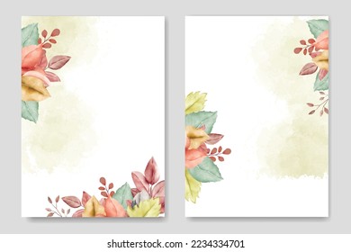 Autumn Fall Leaves Wedding Invitation Card Template