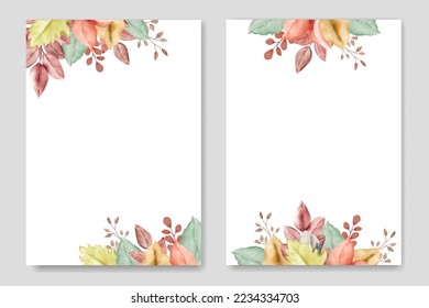 Autumn Fall Leaves Wedding Invitation Card Template