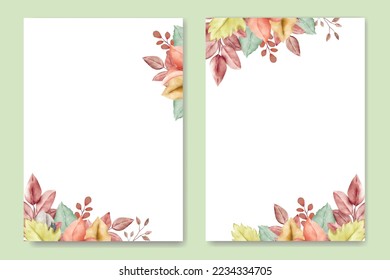 Autumn Fall Leaves Wedding Invitation Card Template