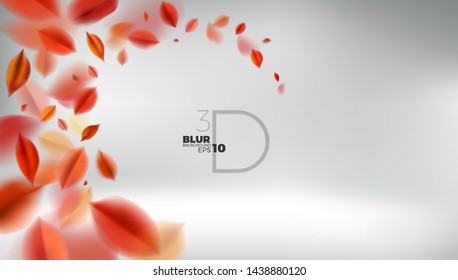 Autumn fall nature abstract background with red leaves vector design elements
