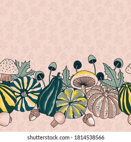 Herbstfallen Kürbis härtet Vektorgrafik nahtlos Horizontal ab