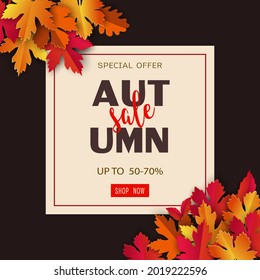 Autumn or Fall sale banner background,for shopping online,website,advertising or promotion,vector illustration