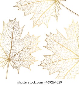 Autumn. Fall Sale. Gold leaf background. Vector illustration