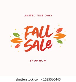 Autumn Fall Sale, Limited Time Only, Shop Now Sign For Retail Stores, Online Store, Business, Company, Distribution, Clearance Sign, Vector Illustration Background