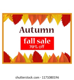 Autumn fall sale off concept background. Realistic illustration of autumn fall sale off vector concept background for web design
