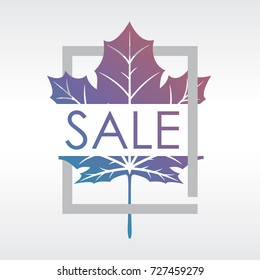 Autumn and fall sale vector illustration in conspicuous colors and minimal style sale text.