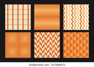 Autumn fall seamless pattern with different Set of trendy Stripe. Autumnal collection of background with decorative seamless patterns and Stripe.