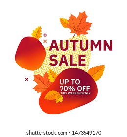 Autumn fall season abstract background. Sale discount special offers text and colorful gradient shapes.