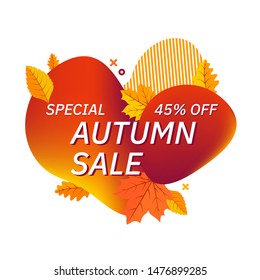 Autumn fall season abstract background. Sale discount special offers text and colorful gradient shapes.