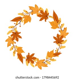 Autumn Fall Season Leaf Greeting Invitation Circle Frame Background Bouquet