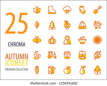 Autumn Fall Season premium collections Icon Set designed with perfect pixel.