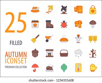 Autumn Fall Season premium collections Icon Set designed with perfect pixel.