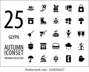 Autumn Fall Season premium collections Icon Set designed with perfect pixel.