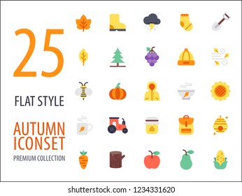 Autumn Fall Season premium collections Icon Set designed with perfect pixel.