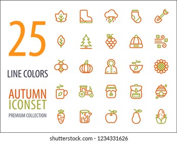 Autumn Fall Season premium collections Icon Set designed with perfect pixel.