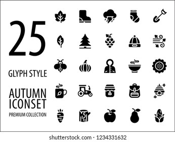 Autumn Fall Season premium collections Icon Set designed with perfect pixel.