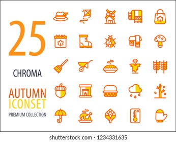 Autumn Fall Season premium collections Icon Set designed with perfect pixel.