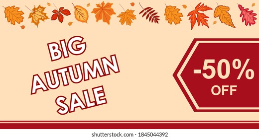 Autumn Fall Season Sale advertising and promotion Banner. Vector background design.