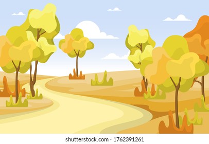 Autumn Fall Season Tree Golden Yellow Nature Panoramic Landscape