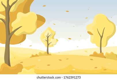 Autumn Fall Season Tree Golden Yellow Nature Panoramic Landscape