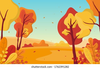 Autumn Fall Season Tree Golden Yellow Nature Panoramic Landscape