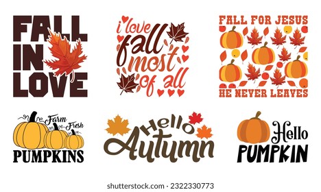 Autumn Fall T shirt Design Bundle, Quotes about Autumn, Fall T shirt, Autumn typography T shirt design Collection