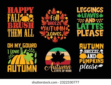 Autumn Fall T shirt Design Bundle, Quotes about Autumn, Fall T shirt, Autumn typography T shirt design Collection