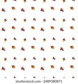 Autumn fall thanksgiving day seamless pattern with cute leaves, things, pumkins. Harvest decoration design. Square background with leaves, acorns, nuts.