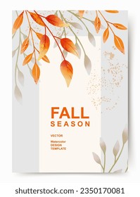 Autumn, Fall, Thanksgiving day trendy background with beautiful leaves. Abstract vector template poster, invitation, card, flyer, cover, banner, placard, brochure, social media, sale, advertising