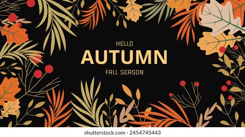 Autumn, Fall, Thanksgiving day trendy backgrounds with beautiful leaves. Abstract vector templates poster, invitation, card, flyer, cover, banner, placard, brochure, social media, sale, advertising