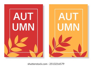 Autumn, Fall, Thanksgiving day trendy backgrounds with beautiful leaves. Flat vector templates poster, invitation, card, flyer, cover, banner, placard, brochure, social media, sale, advertising