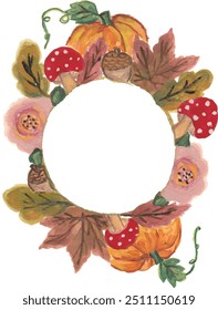 Autumn Fall Thanksgiving Halloween Illustration Watercolour Clipart Vector Background Design Pattern print