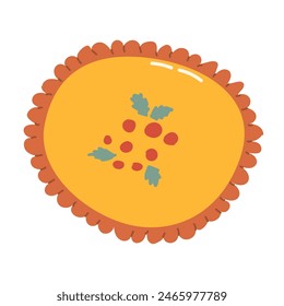 Autumn fall thanksgiving pastry bake vector illustration. Fall harvest festival pie with pumkin and berry. Can used for greeting card, poster, banner, cover template.