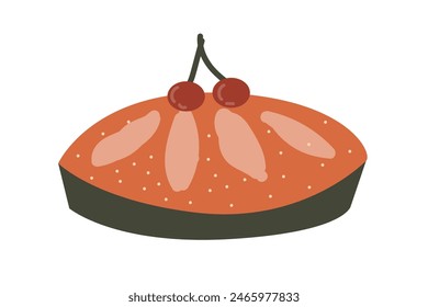 Autumn fall thanksgiving pastry bake vector illustration. Fall harvest festival pie with pumkin and berry. Can used for greeting card, poster, banner, cover template.