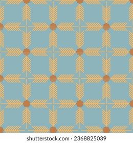 Autumn or fall theme of  checkered seamless pattern in orange, brown and blue color. Use for background , wallpaper, card, cover, decoration, paper, textile and etc