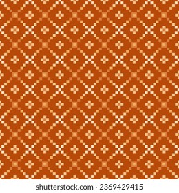 Autumn or fall theme of checkered seamless pattern in orange and brown color. Use for background , wallpaper, card, cover, decoration, paper, textile and etc