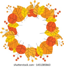 Autumn or fall vector concept with wreath made of leaves. Suitable for shopping, offers, discounts promotion and advertising. Eps10 illustration.