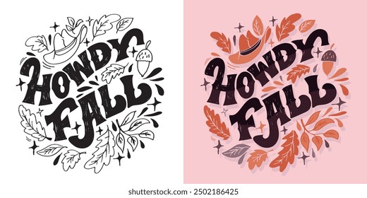 Autumn fall vibes lettering. Cute trendy  hand drawn doodle lettering quote. Lettering for t-shirt design, mug print, bag print, clothes fashion. 100% hand drawn vector image.