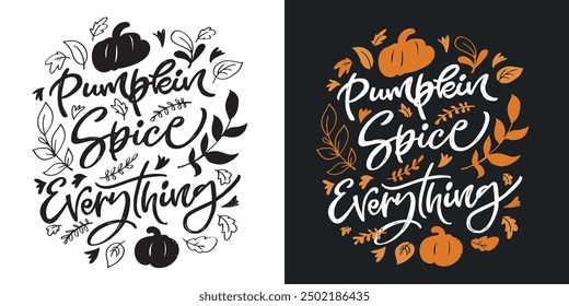 Autumn fall vibes lettering. Cute trendy  hand drawn doodle lettering quote. Lettering for t-shirt design, mug print, bag print, clothes fashion. 100% hand drawn vector image.