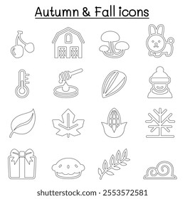 Autumn , fall  Winter icon set