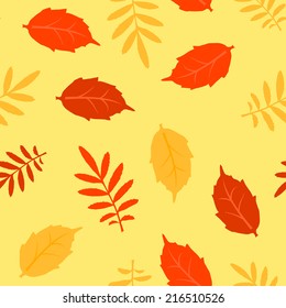 Autumn fallen different leaves vector seamless pattern