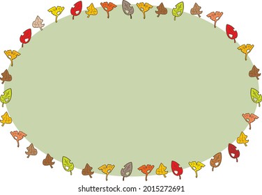 Autumn Fallen Leaf Ellipse Frame