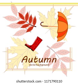 autumn fallen leaf umbrella rubber boot autumnal vector background autumn fallen leaf umbrella rubber boot autumnal vector background