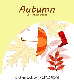 autumn fallen leaf umbrella rubber boot autumnal vector background