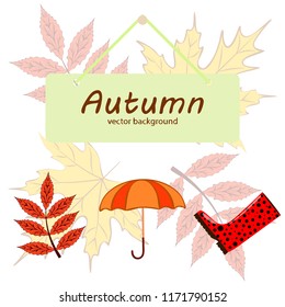 autumn fallen leaf umbrella rubber boot autumnal vector background