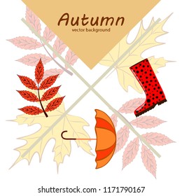 autumn fallen leaf umbrella rubber boot autumnal vector background