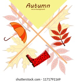 autumn fallen leaf umbrella rubber boot autumnal vector background
